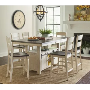 Madison County Reclaimed Pine 72\" Farmhouse Counter Height Seven-Piece Dining Set