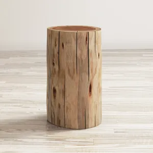 Global Archive Solid Wood Live Edge Stump Accent Table