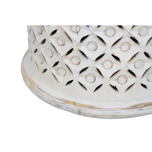 Decker Small Distressed Hardwood Global Drum End Table