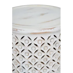 Decker Small Distressed Hardwood Global Drum End Table