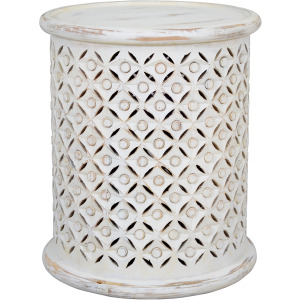 Global Archive Decker Small Drum Table - Antique White