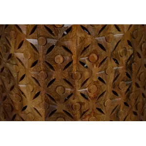 Decker Small Distressed Hardwood Global Drum End Table