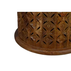 Decker Small Distressed Hardwood Global Drum End Table