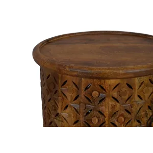 Decker Small Distressed Hardwood Global Drum End Table