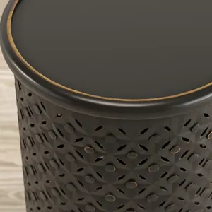 Decker Distressed Hardwood Global Drum End Table