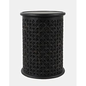 Decker Distressed Hardwood Global Drum End Table