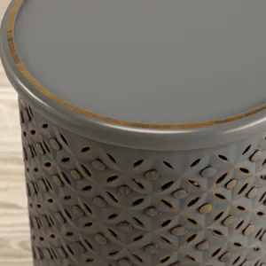 Decker Distressed Hardwood Global Drum End Table