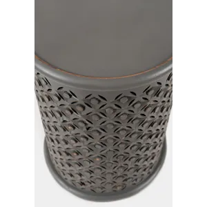 Decker Distressed Hardwood Global Drum End Table