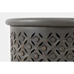 Decker Distressed Hardwood Global Drum End Table