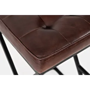 Brooks Distressed Modern Leather Backless Stool