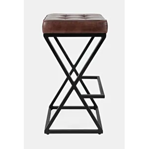Brooks Distressed Modern Leather Backless Stool