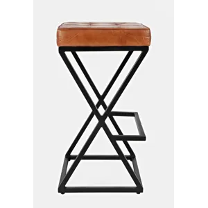 Brooks Distressed Modern Leather Backless Stool