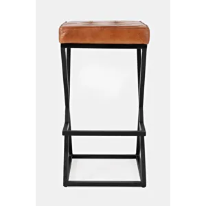 Brooks Distressed Modern Leather Backless Stool