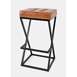 Leather Stool, Saddle Finish