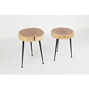 Global Archive Wood and Iron Accent Tables (2/CTN)