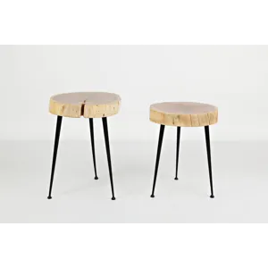 Global Archive Flat-Pack Wood And Iron Accent Tables(Set Of 2)