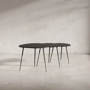 Reeves Abstract Contemporary Solid Acacia Wood Nesting End Tables(Set Of 3)