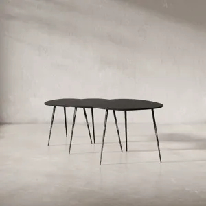 Reeves Abstract Contemporary Solid Acacia Wood Nesting End Tables(Set Of 3)