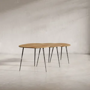 Reeves Abstract Contemporary Solid Acacia Wood Nesting End Tables(Set Of 3)