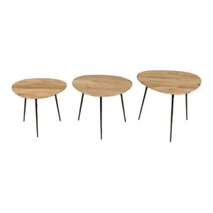 Reeves Abstract Contemporary Solid Acacia Wood Nesting End Tables(Set Of 3)