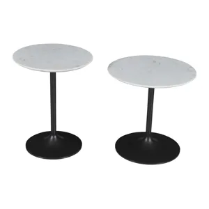 Camille Solid Marble And Iron Modern Luxury Accent Tables(Set Of 2)