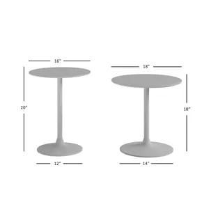 Remy Solid Wood And Iron Modern Pedestal Accent Tables(Set Of 2)