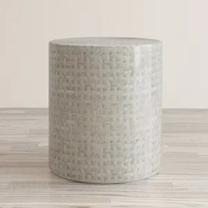 Global Archive Round Terrazzo Handcrafted Capiz Shell Accent Table