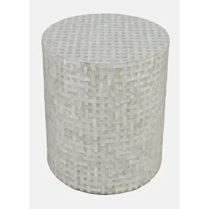 Global Archive Round Terrazzo Handcrafted Capiz Shell Accent Table
