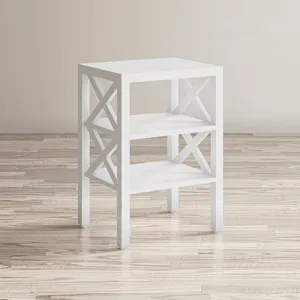 Global Archive Solid Wood Rustic Modern X-Side Accent Bookcase With Two Shelves