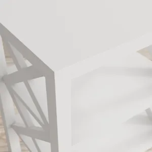 Global Archive Solid Wood Rustic Modern X-Side Accent Bookcase With Two Shelves