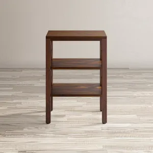 Global Archive Solid Wood Rustic Modern X-Side Accent Table With Two Shelves