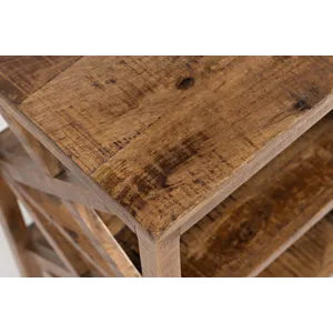 Global Archive Solid Wood Rustic Modern X-Side Accent Bookcase With Two Shelves