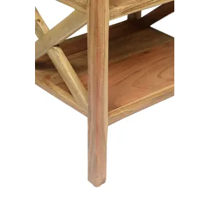 Global Archive Solid Wood Rustic Modern X-Side Accent Bookcase With Two Shelves