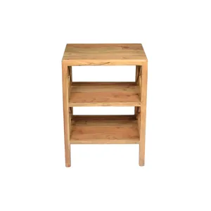 Global Archive Solid Wood Rustic Modern X-Side Accent Bookcase With Two Shelves