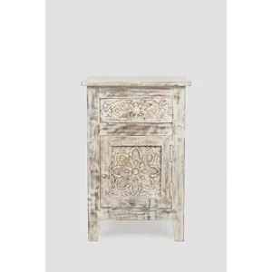 Global Archive Hand Carved Mango Wood Accent Table