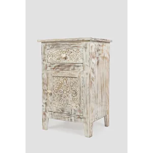 Global Archive Hand Carved Mango Wood Accent Table