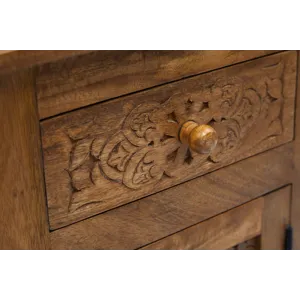 Global Archive Hand Carved Mango Wood Accent Table