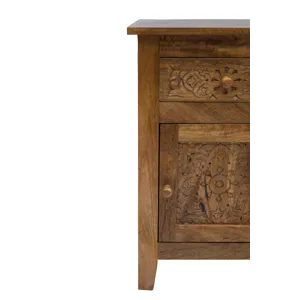 Global Archive Hand Carved Mango Wood Accent Table