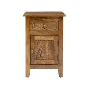 Global Archive Hand Carved Mango Wood Accent Table