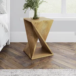 Global Archive Solid Mango Hardwood Modern Angled Jasper Table