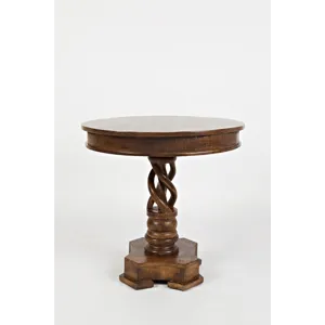 Global Archive Hand Carved Solid Mango Wood Pedestal Table