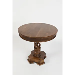 Global Archive Hand Carved Solid Mango Wood Pedestal Table