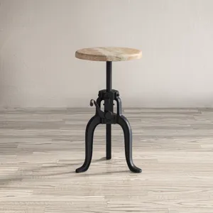 Global Archive Industrial Solid Wood And Iron Crank Table