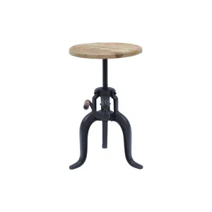 Global Archive Industrial Solid Wood And Iron Crank Table
