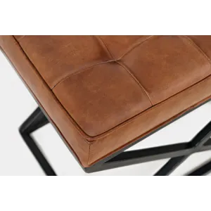 Global Archive Distressed Genuine Leather Ottoman Stool