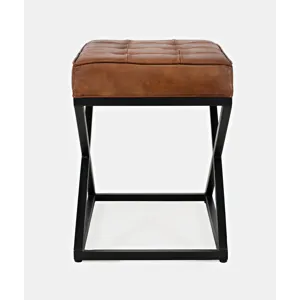 Global Archive Distressed Genuine Leather Ottoman Stool