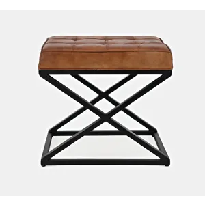 Global Archive Distressed Genuine Leather Ottoman Stool