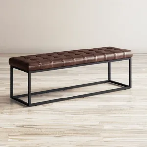 Global Archive 55\" Genuine Distressed Leather Ottoman Bench