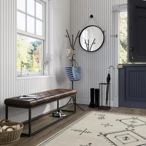 Global Archive 55\" Genuine Distressed Leather Ottoman Bench