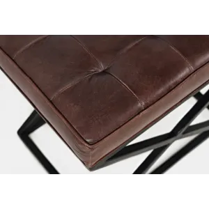 Global Archive Distressed Genuine Leather Ottoman Stool